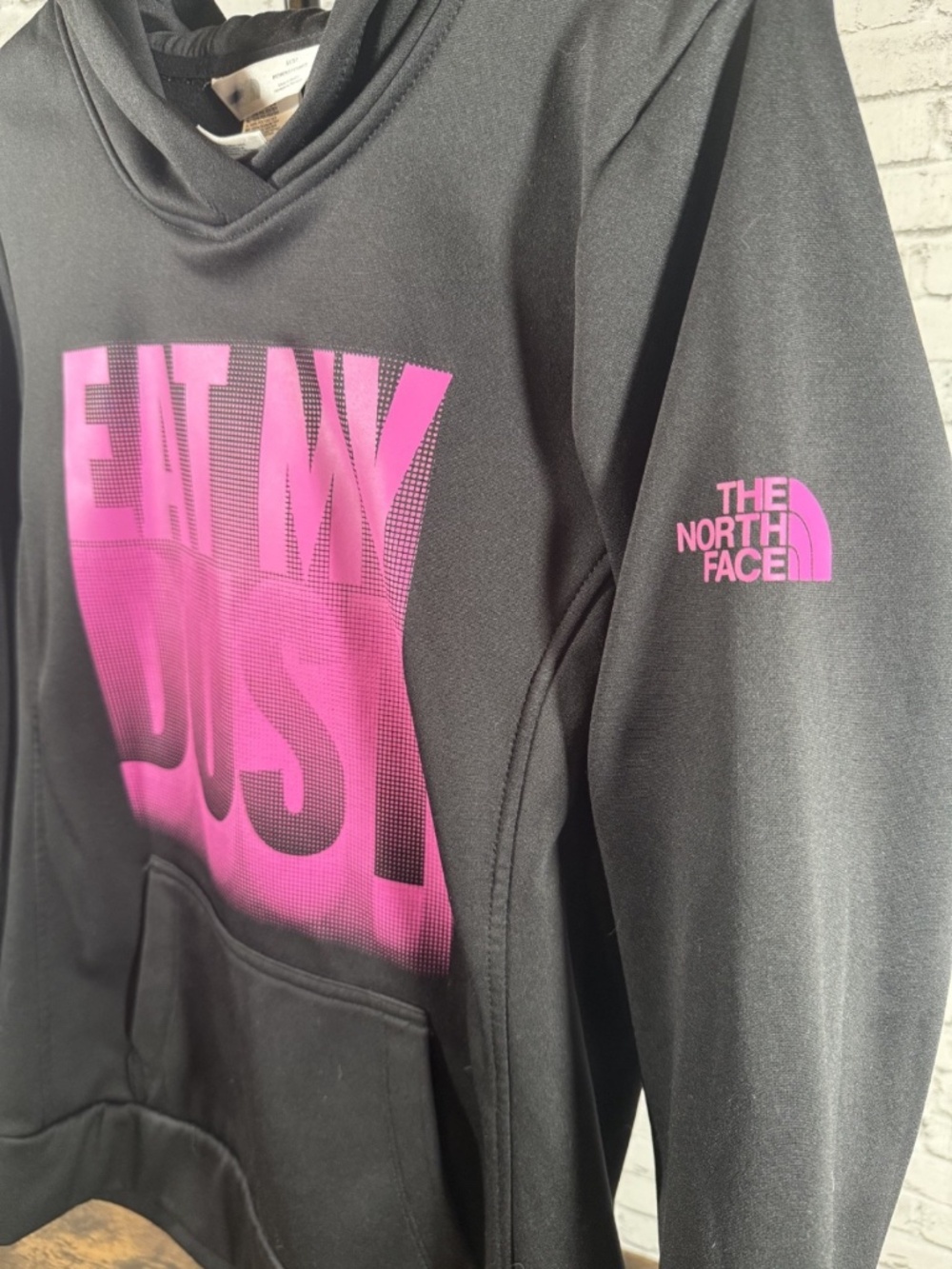 Women's North Face Athletic Hoodie Pullover Size Medium - Black/Pink
